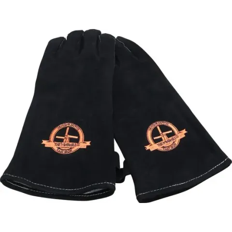 The Windmill lederen BBQ handschoenen - set van 2 stuks - zwart leer - kevlar gestikt