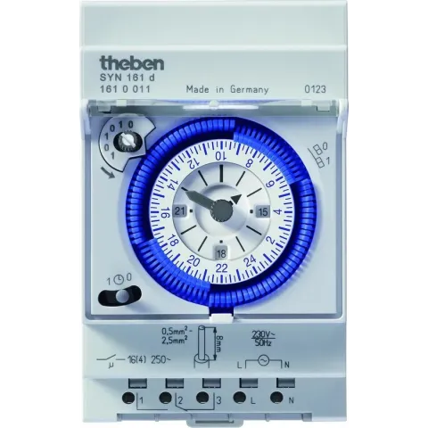 Theben 1610011 SYN 161d - analoge schakelklok met synchrone motor en dagprogramma, schakelklok