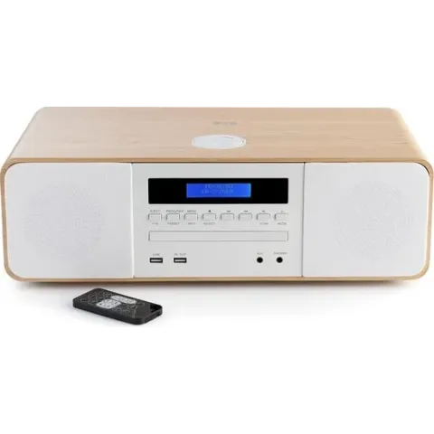 Thomson MIC200IBT Stereo Bluetooth Microset - CD/MP3/USB/Inductie - Hout