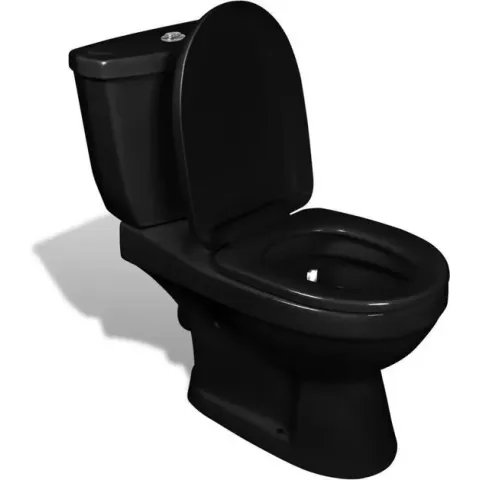 Toilet met stortbak (zwart)