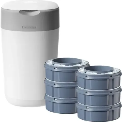 Tommee Tippee Twist & Click Starterpack Luieremmer + 6 navulcassettes - Wit