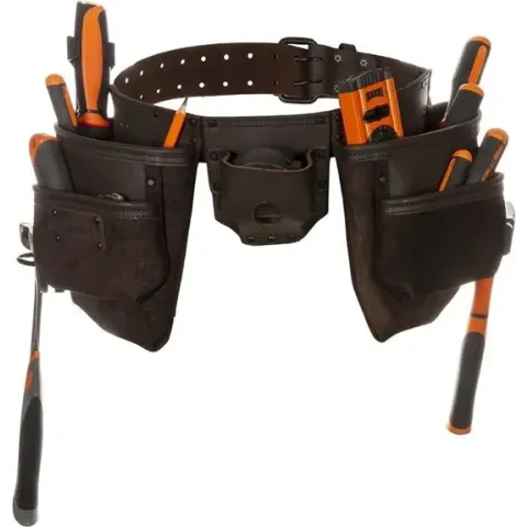 Toolpack Gereedschapsriem professioneel dubbele buidel Capital bruin