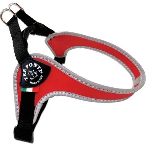 Tre Ponti Fibbia Basic Tuig Rood&Reflecterend - Hondenharnas - 28 - 37 cm