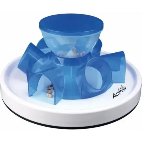 Trixie cat activity tunnel feeder denkspel blauw / wit 28x14 cm