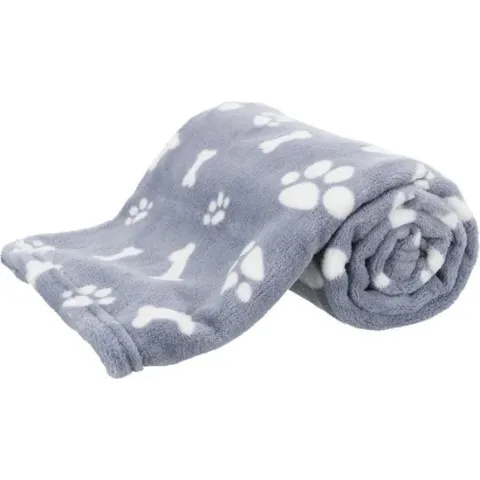 Trixie hondendeken kenny fleece bot / pootjes blauw 100x75 cm