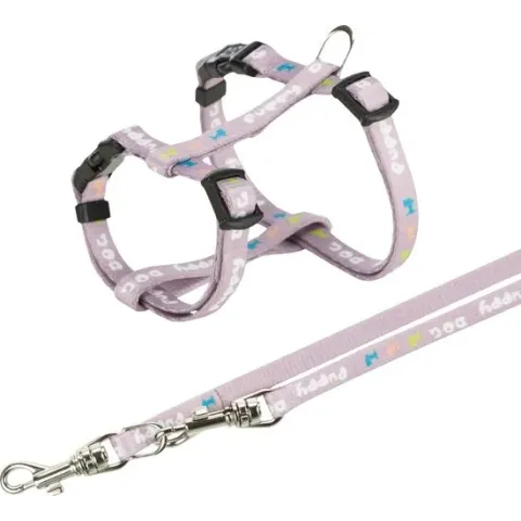Trixie Junior puppytuig met riem - 23–34 cm/8 mm - 2 mtr riem - Lila
