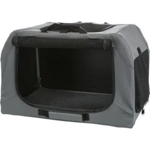 Trixie soft kennel easy reisbench grijs 50x36x33 cm