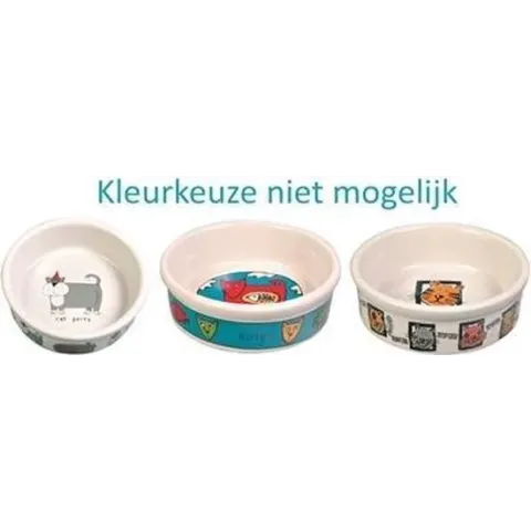 Trixie voerbak kat keramiek met print assorti