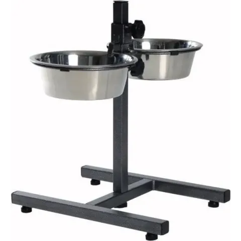 Trixie Voerstandaard - Incl. 2 RVS Voer/Waterbakken - 1,8 l/20 cm