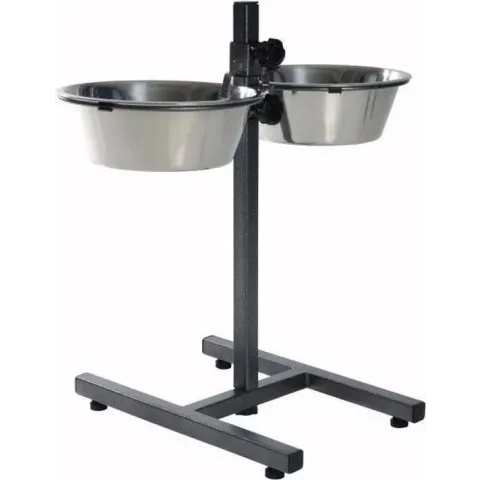 Trixie Voerstandaard - Incl. 2 RVS Voer/Waterbakken - 2,8 l/24 cm