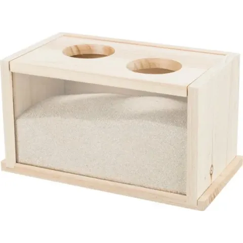 Trixie zandbad voor muizen / hamsters hout 20x12x12 cm
