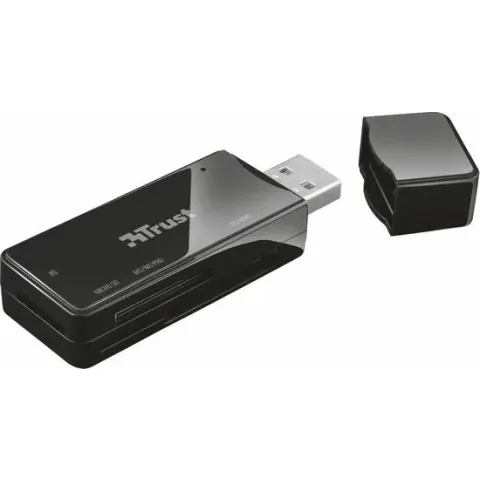 Trust - Nanga | USB 2.0 Kaartlezer | Micro SD Card - SD Card - M2 Card - MS Card | Compact