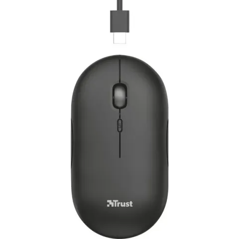 Trust Puck - Muis - Ultra dun - Oplaadbaar - Draadloos – Zwart