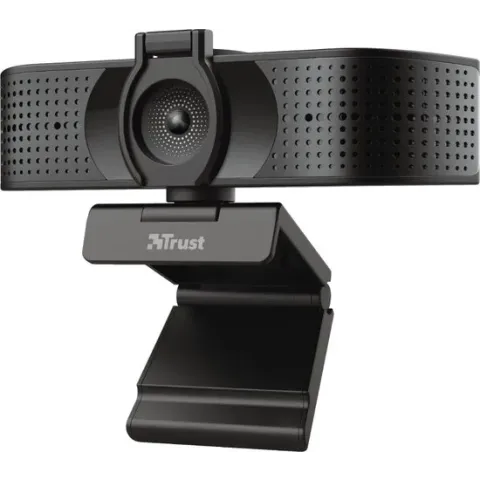 Trust Teza 4K - Webcam - 3840 x 2160 Pixel - Standvoet - Klemhouder - Zwart