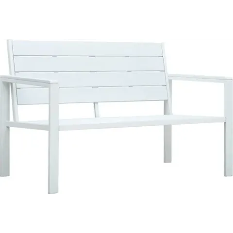 Tuinbank hout-look 120 cm HDPE wit