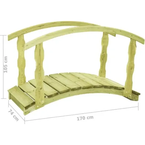 Tuinbrug met leuning 170x74x105 cm geïmpregneerd grenenhout