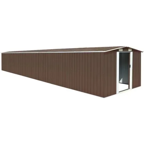 Tuinschuur 257x779x181 cm gegalvaniseerd staal bruin