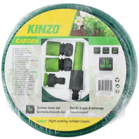 Tuinslang 15 Meter met sproeier en koppelstukkenKinzo