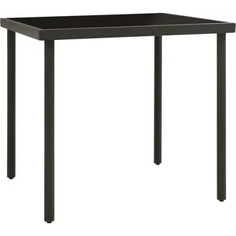 Tuintafel 80x80x72 cm glas en staal antracietkleurig