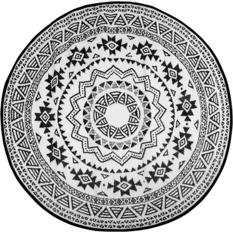 Tuintapijt - Rond - Zwart/Wit - Ø180cm