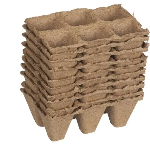 Turfpottrays -  Biologisch afbreekbare turfpotjes - H5x5x5cm set a 10 trays van 6 stuks