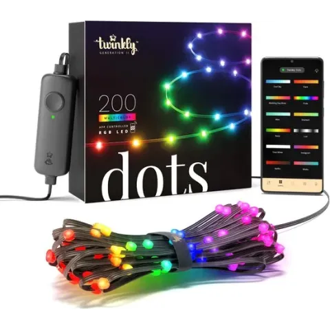 Twinkly Dots Flexibele LED Lichtsnoer - 10 Meter - Gekleurd Licht - Dimbaar - Binnen & Buiten - Verbind met Bluetooth of Wifi - Werkt met Homekit, Homey, Alexa, Google Home en Razer Chroma