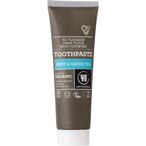 Urtekram No Fluoride Tandpasta - munt/groene thee - 75ml