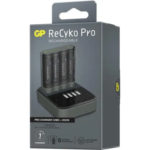 USB batterijlader GP P461 4 x ReCyko Pro AA 2000 mAh dockingstation