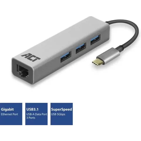 USB-C Hub met Gigabit ethernet poort - AC7055