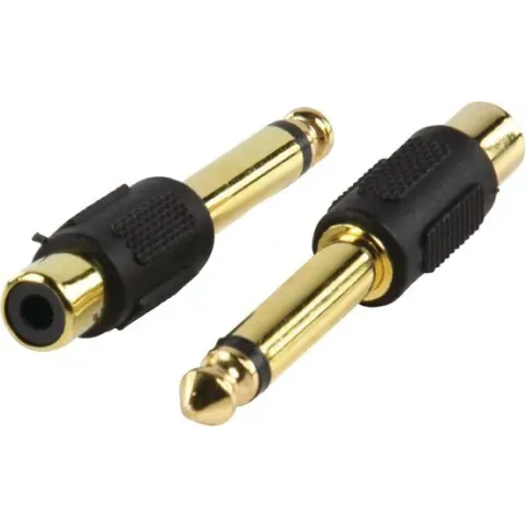 Valueline AC-021GOLD kabeladapter/verloopstukje RCA 6.35mm Zwart