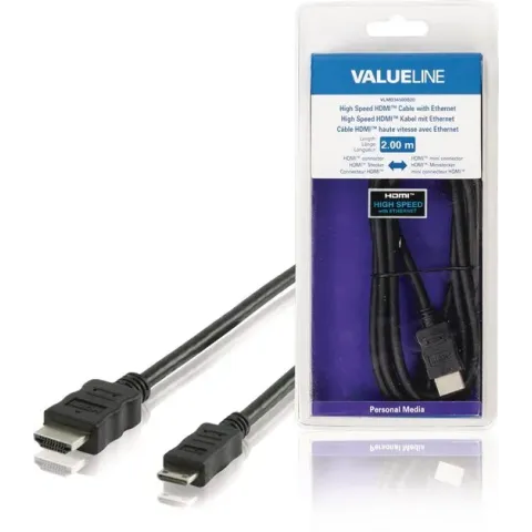 Valueline VLMB34500B20 HDMI kabel 2 m HDMI Type A (Standaard) HDMI Type C (Mini) Zwart
