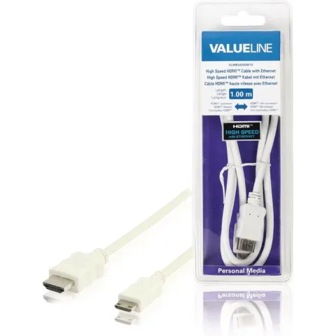 Valueline VLMB34500W10 HDMI kabel 1 m HDMI Type A (Standaard) HDMI Type C (Mini) Wit
