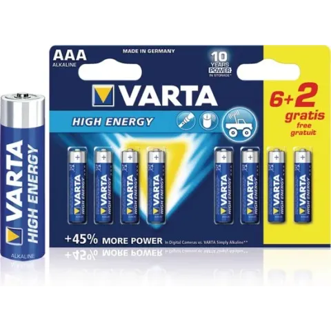 Varta AAA High Energy Batterijen - 8 stuks