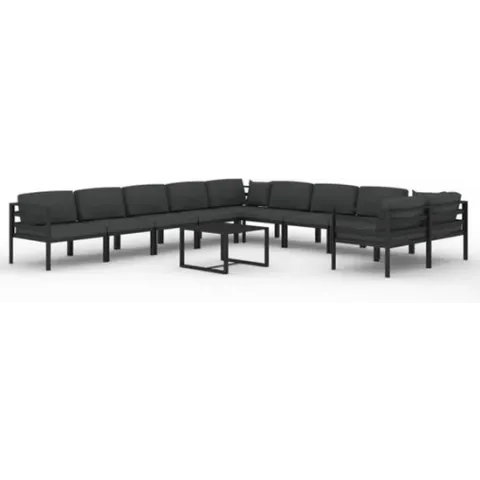 vidaXL 11-delige Loungeset met kussens aluminium antracietkleurig