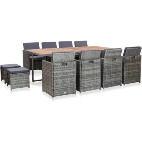vidaXL 13-delige Tuinset poly rattan en acaciahout antraciet