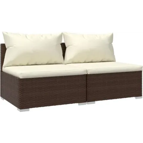 vidaXL 2-delige Loungeset met kussens poly rattan bruin