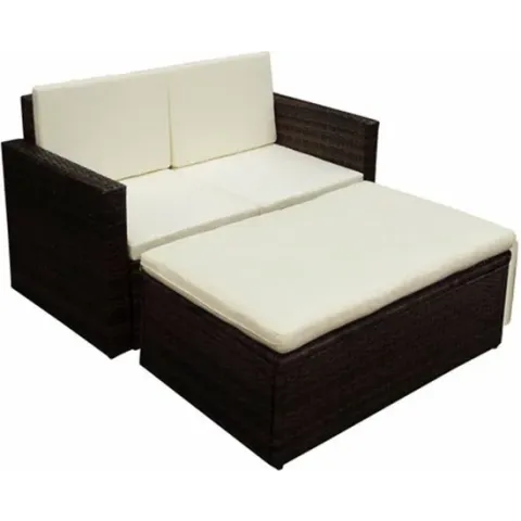 vidaXL 2-delige Loungeset met kussens poly rattan bruin