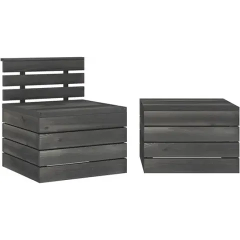 vidaXL 2-delige Loungeset pallet massief grenenhout donkergrijs