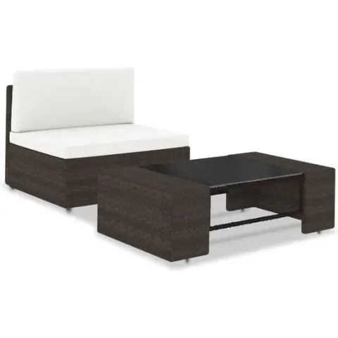 vidaXL 2-delige Loungeset poly rattan bruin