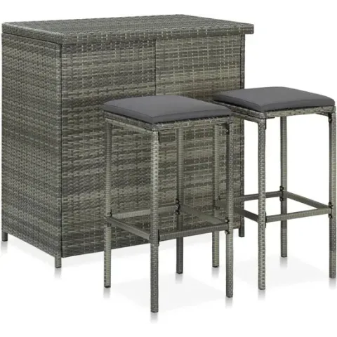 vidaXL 3-delige Barset poly rattan grijs