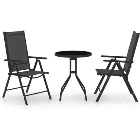 vidaXL 3-delige Bistroset aluminium en textileen zwart