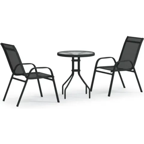 vidaXL 3-delige Bistroset zwart
