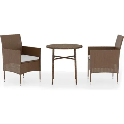 vidaXL 3-delige Tuinset poly rattan bruin
