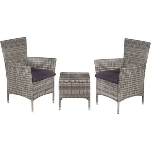 vidaXL 3 Piece Bistro Set Poly Rattan Gray