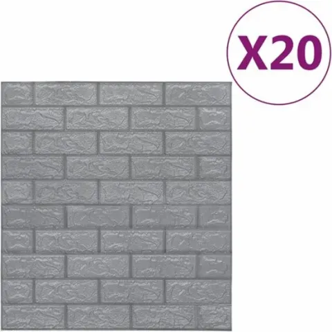 vidaXL 3D-behang zelfklevend 20 st bakstenen antracietkleurig