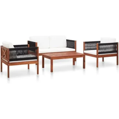 vidaXL 4-delige Loungeset massief acaciahout