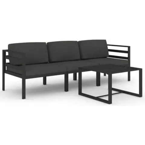 vidaXL 4-delige Loungeset met kussens aluminium antracietkleurig