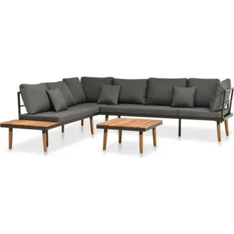 vidaXL 4-delige Loungeset met kussens massief acaciahout