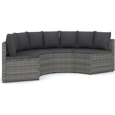 vidaXL 4-delige Loungeset met kussens poly rattan grijs