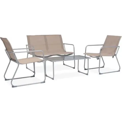 vidaXL 4-delige Loungeset stof en staal taupe